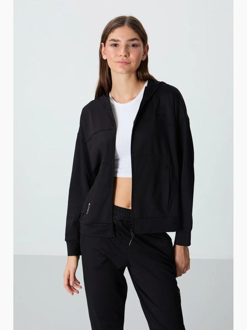 Conjunto de mulher com sweatshirt com capuz e fecho de correr e calças tommy - Kiabi