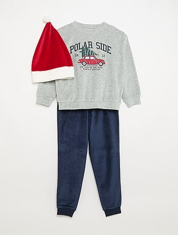 Conjunto de Natal: pijama de 2 peças + gorro