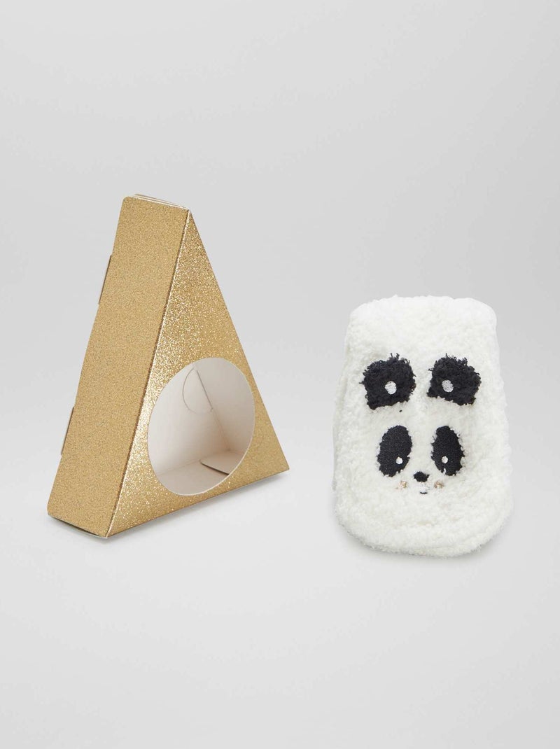 Conjunto de pantufas tipo meia borboto 'panda' BRANCO - Kiabi