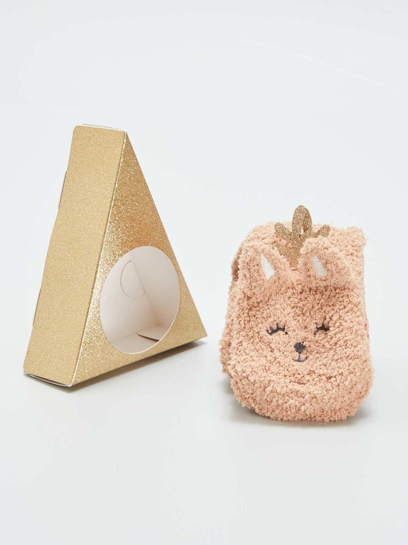 Conjunto de pantufas tipo meia borboto 'rena' BEGE - Kiabi