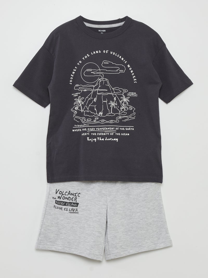 Conjunto de pijama  - 2 peças CINZA - Kiabi