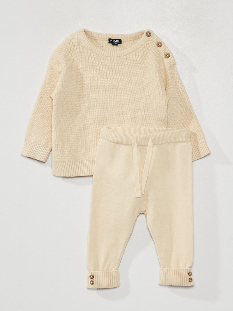 Conjunto de pijama 2 peças bege - Kiabi