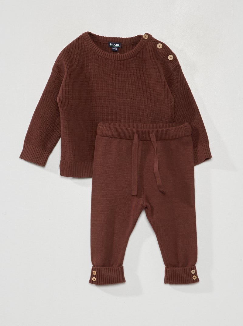Conjunto de pijama 2 peças Marrom - Kiabi
