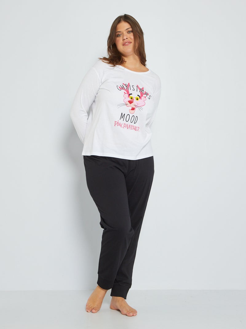 Conjunto de pijama 'A Pantera Cor-de-Rosa' Branco/ Preto - Kiabi