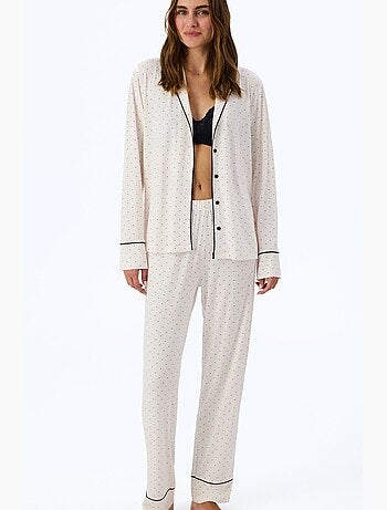 Conjunto de pijama arya de camisa e calça com poás e manga longa penti