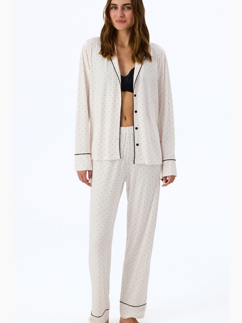 Conjunto de pijama arya de camisa e calça com poás e manga longa penti Branco sujo - Kiabi