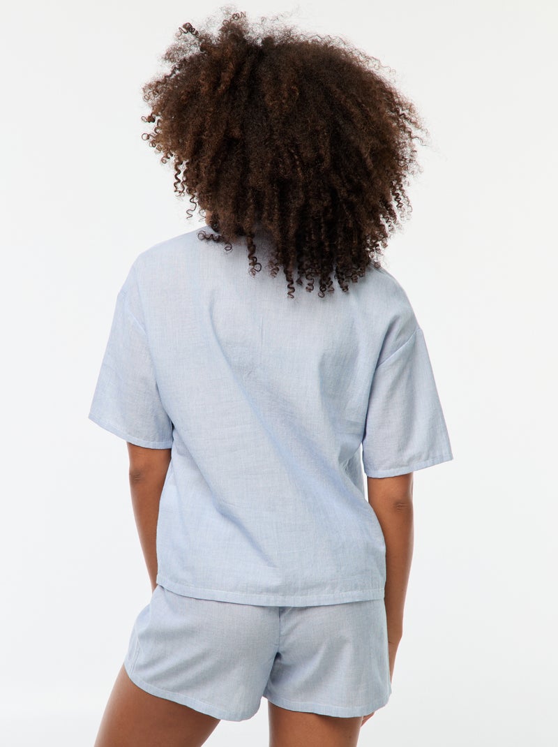Conjunto de pijama às riscas - 2 peças Azul - Kiabi