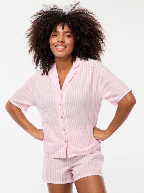 Conjunto de pijama às riscas - 2 peças - Kiabi