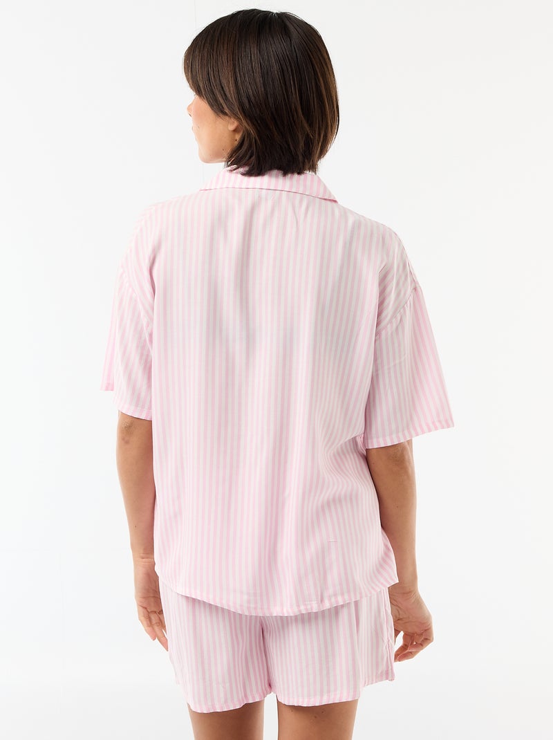 Conjunto de pijama às riscas top + calções Rosa - Kiabi