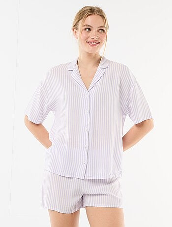 Conjunto de pijama às riscas top + calções