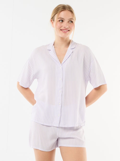 Conjunto de pijama às riscas top + calções - Kiabi
