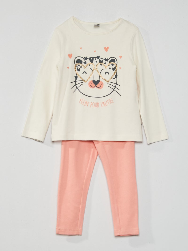 Conjunto de pijama Branco/ Rosa - Kiabi