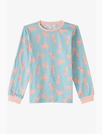 Conjunto de pijama bunny ride de algodão de manga comprida para menina penti