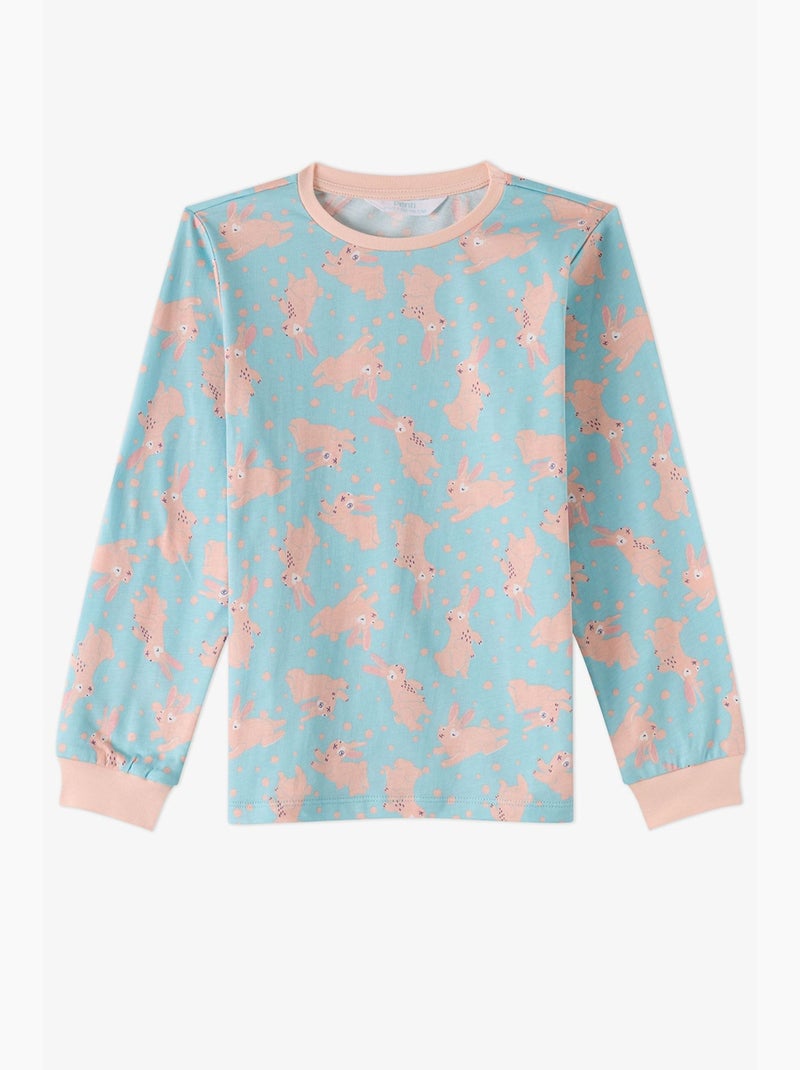 Conjunto de pijama bunny ride de algodão de manga comprida para menina penti Azul Rosa - Kiabi