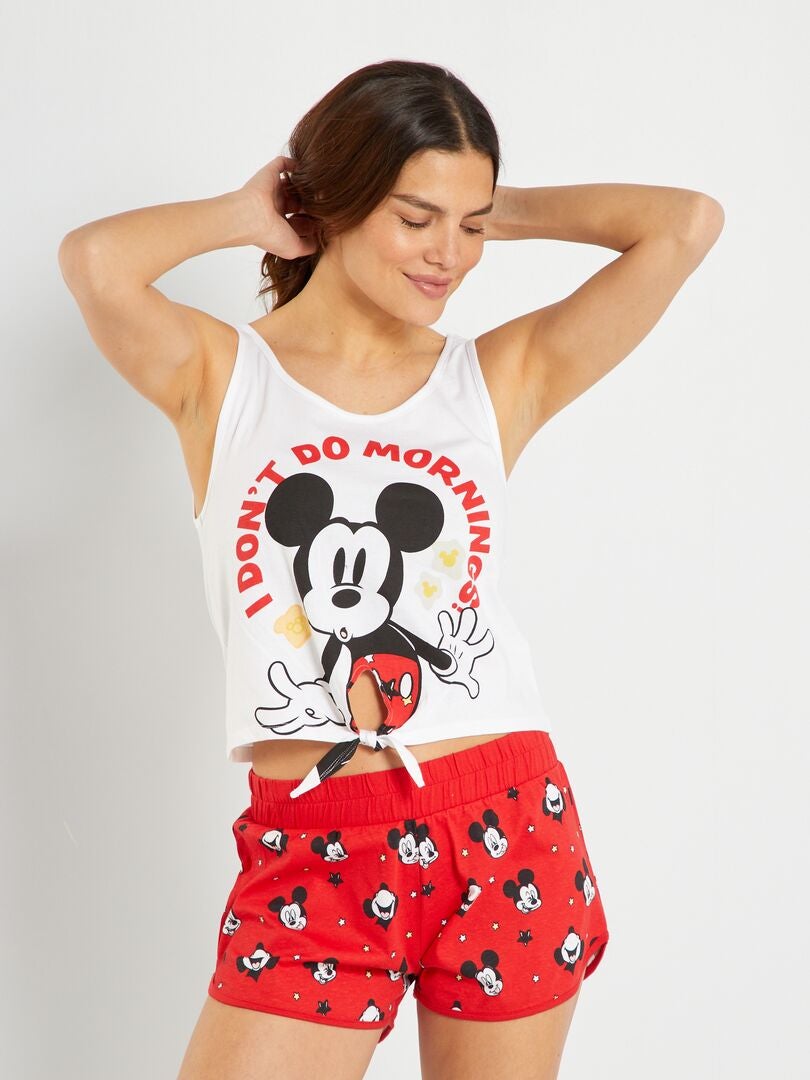 Conjunto de pijama-calção 'Mickey' - 2 peças Vermelho/ Branco - Kiabi