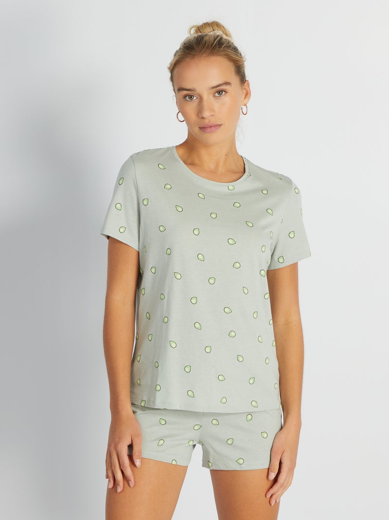 Conjunto de pijama-calção VERDE - Kiabi