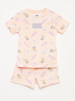 Conjunto de pijama calções + t-shirt 'A Casa Mágica da Gabby' - 2 peças