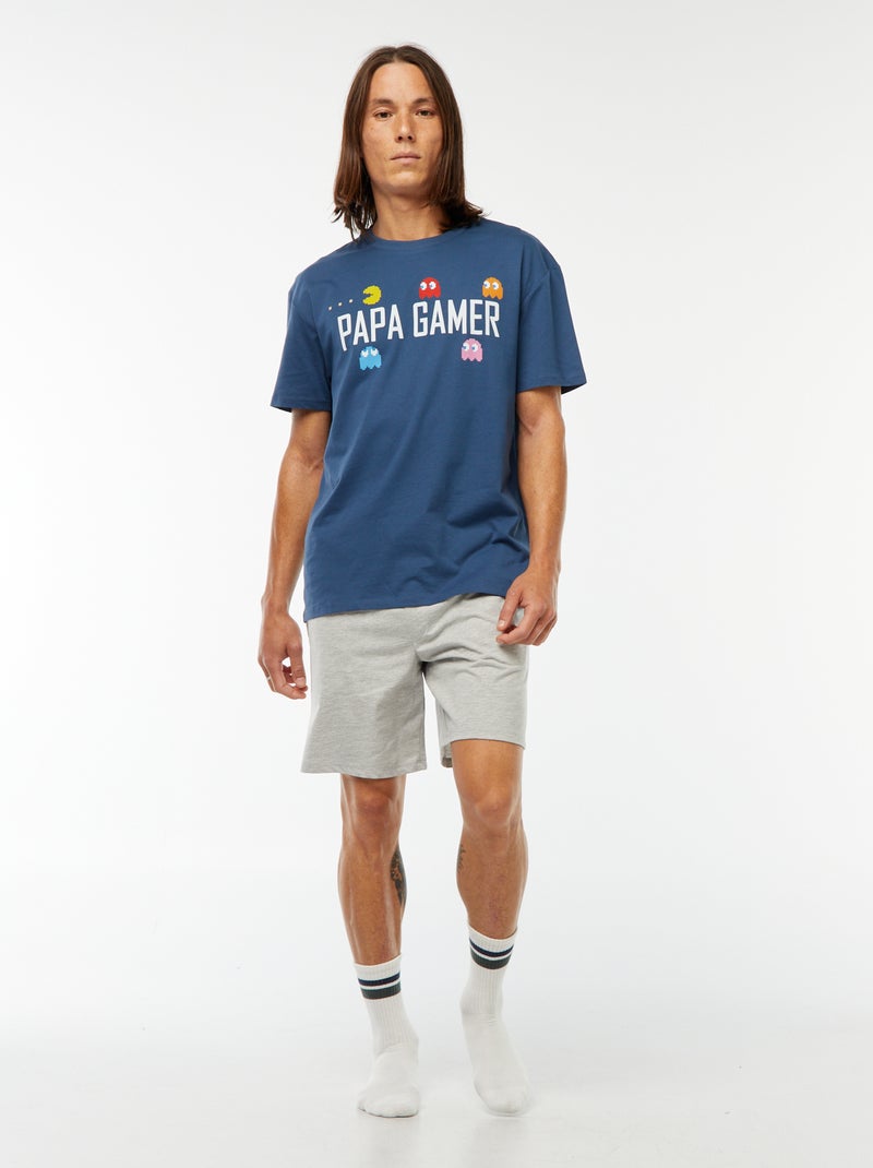 Conjunto de pijama calções + t-shirt 'PAC-MAN' AZUL - Kiabi