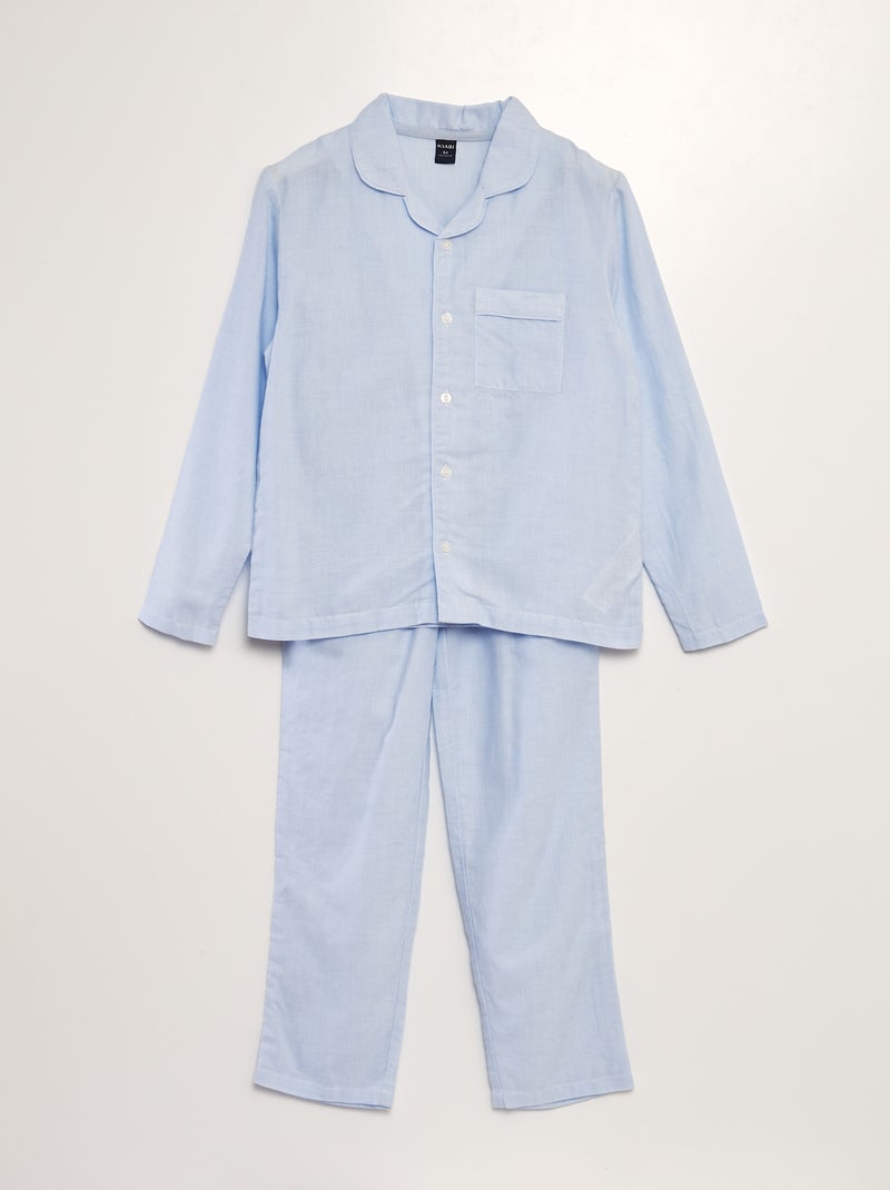 Conjunto de pijama camisa + calções - 2 peças AZUL - Kiabi