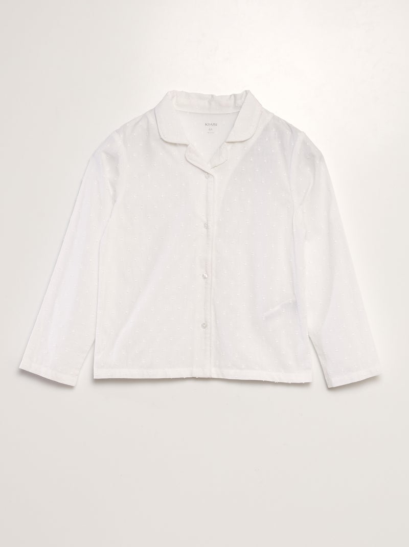 Conjunto de pijama camisa + calções - 2 peças BRANCO - Kiabi