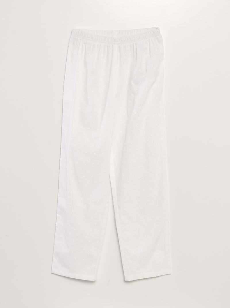 Conjunto de pijama camisa + calções - 2 peças BRANCO - Kiabi