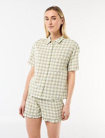 Conjunto de pijama camisa + calções com padrão integral