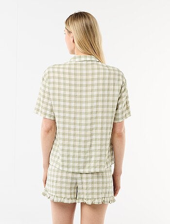Conjunto de pijama camisa + calções com padrão integral