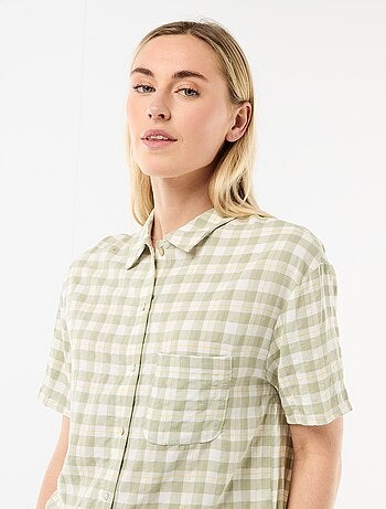 Conjunto de pijama camisa + calções com padrão integral