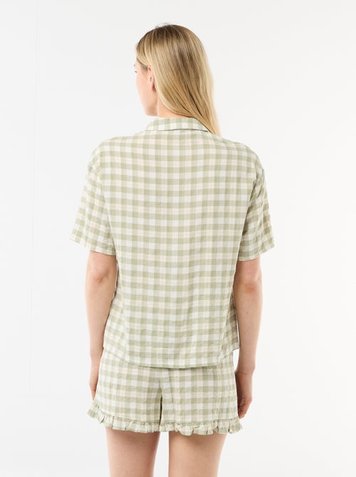 Conjunto de pijama camisa + calções aos quadrados - Kiabi Conjunto de pijama camisa + calções aos quadrados - Kiabi