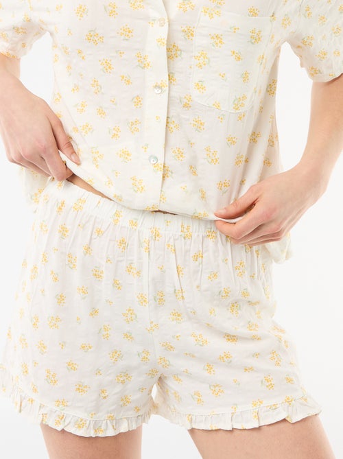 Conjunto de pijama camisa + calções com padrão integral - Kiabi