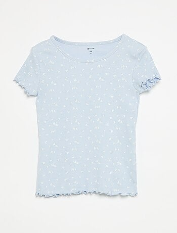 Conjunto de pijama camisola + calções em malha canelada de algodão