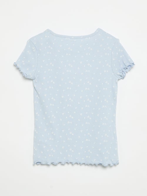 Conjunto de pijama camisola + calções em malha canelada de algodão - Kiabi