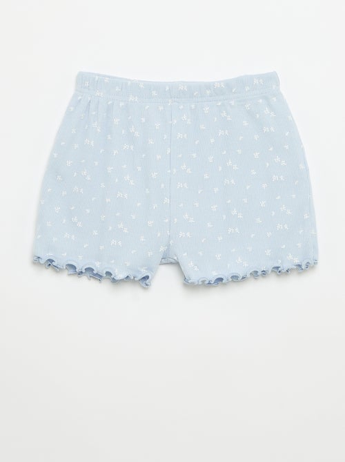Conjunto de pijama camisola + calções em malha canelada de algodão - Kiabi