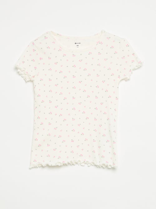 Conjunto de pijama camisola + calções em malha canelada de algodão - Kiabi Conjunto de pijama camisola + calções em malha canelada de algodão - Kiabi