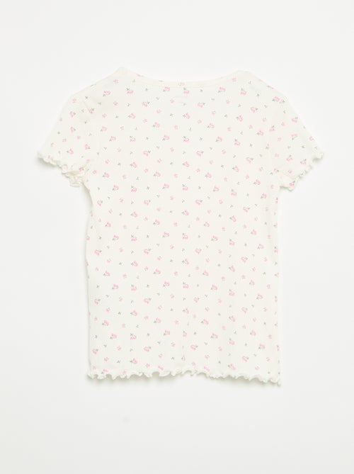 Conjunto de pijama camisola + calções em malha canelada de algodão - Kiabi Conjunto de pijama camisola + calções em malha canelada de algodão - Kiabi