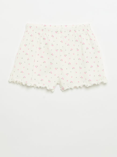 Conjunto de pijama camisola + calções em malha canelada de algodão - Kiabi Conjunto de pijama camisola + calções em malha canelada de algodão - Kiabi