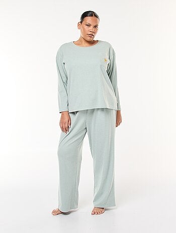Conjunto de pijama canelado - 2 peças