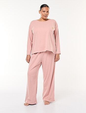 Conjunto de pijama canelado - 2 peças