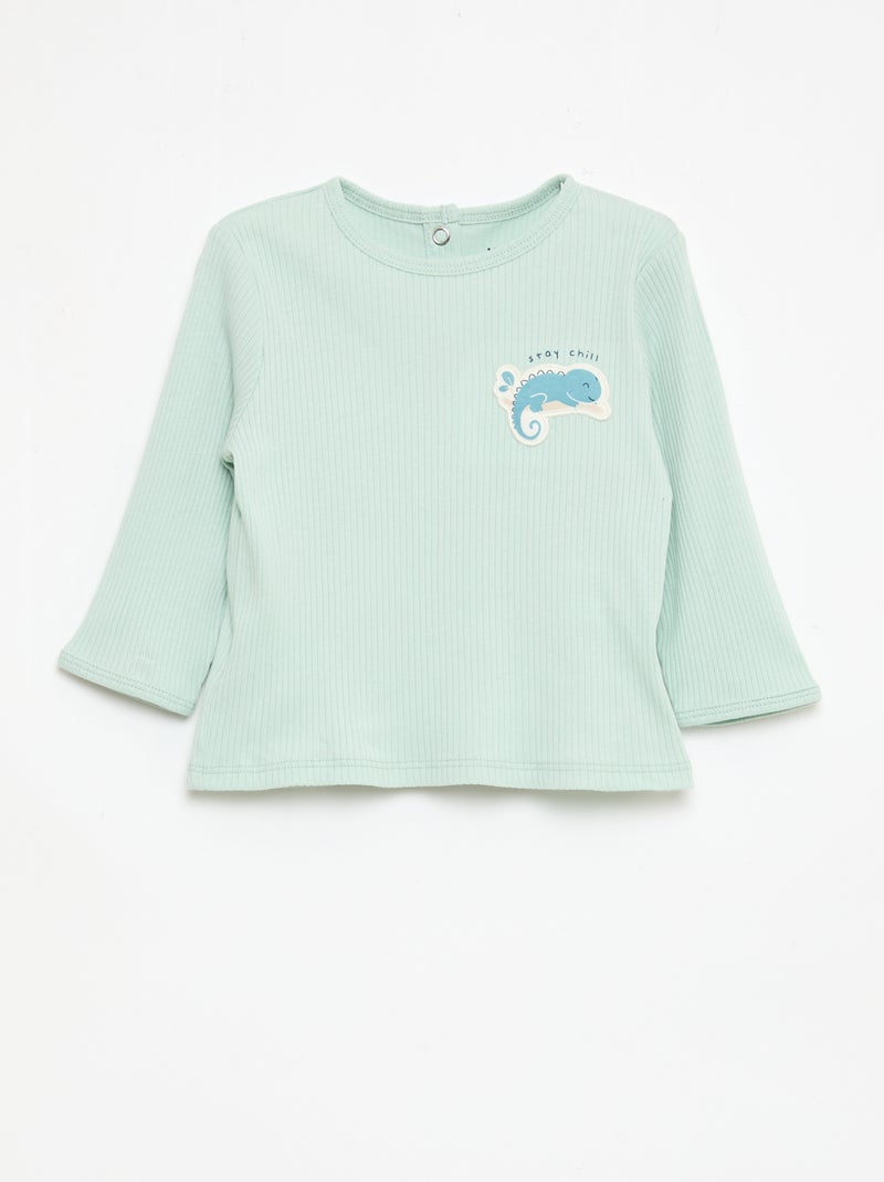 Conjunto de pijama chill em jersey de algodão Azul - Kiabi