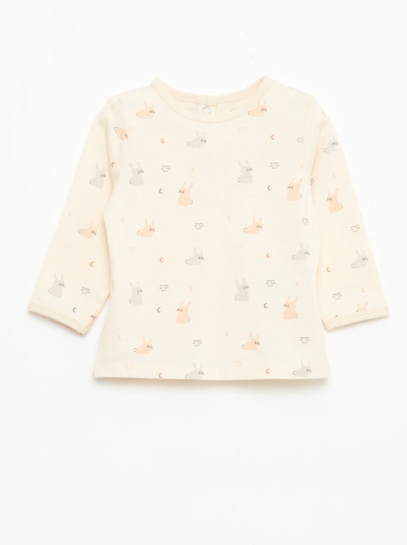 Conjunto de pijama chill em jersey de algodão Branco - Kiabi