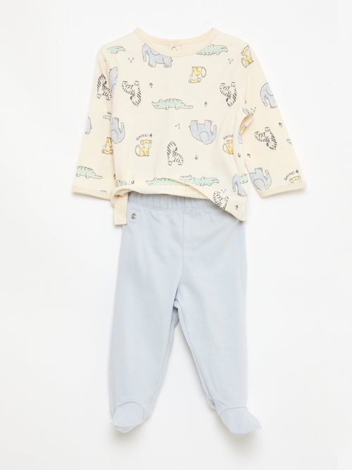 Conjunto de pijama chill em jersey de algodão - Kiabi