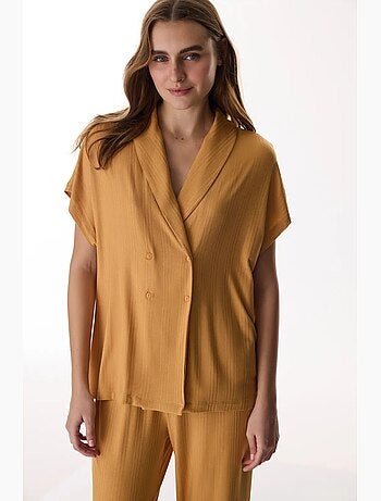 Conjunto de pijama cinnamon margot canelado com calças e manga curta penti