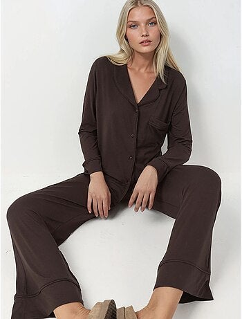 Conjunto de pijama com botões, manga comprida e colarinho de camisa hiccup