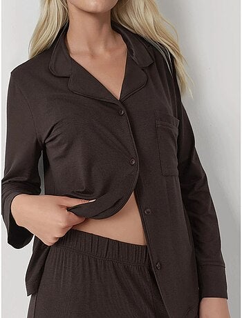 Conjunto de pijama com botões, manga comprida e colarinho de camisa hiccup