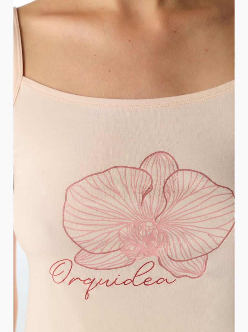Conjunto de pijama com calças floral orquidea penti Vermelho bordô - Kiabi