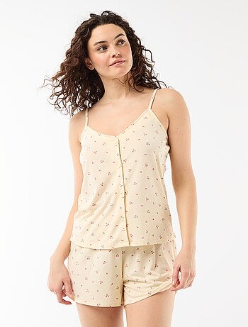 Conjunto de pijama com calções estampado - 2 peças