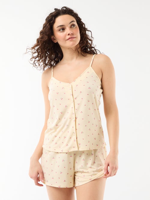 Conjunto de pijama com calções estampado - 2 peças - Kiabi