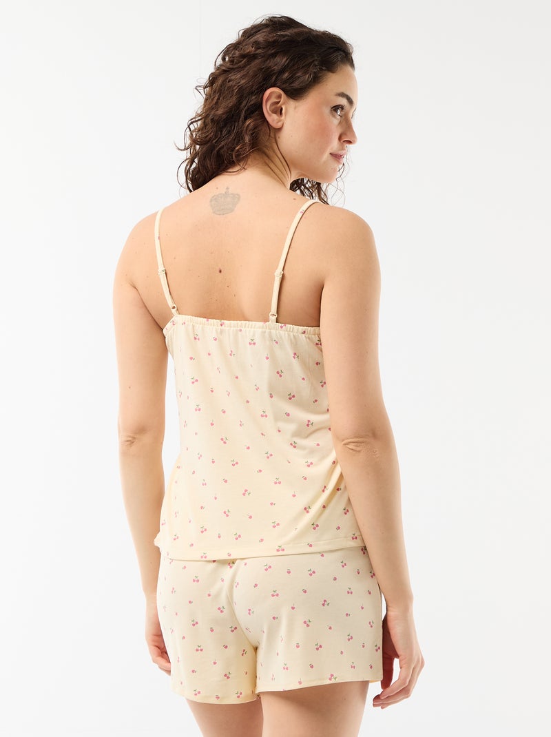 Conjunto de pijama com calções estampado - 2 peças Amarelo - Kiabi