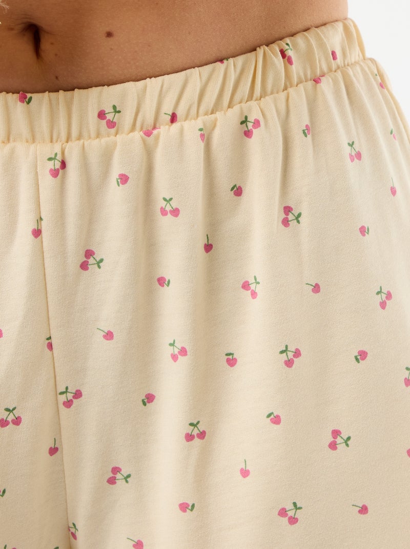 Conjunto de pijama com calções estampado - 2 peças Amarelo - Kiabi