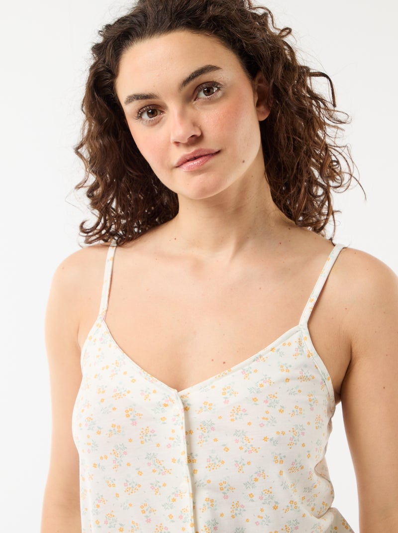 Conjunto de pijama com calções estampado - 2 peças Bege - Kiabi